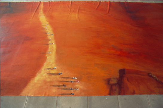 detail of ayers rock (uluru) floor based painting